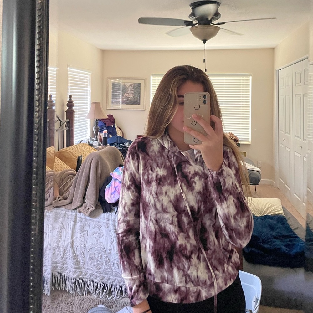 Medium purple & white tie dye hoodie